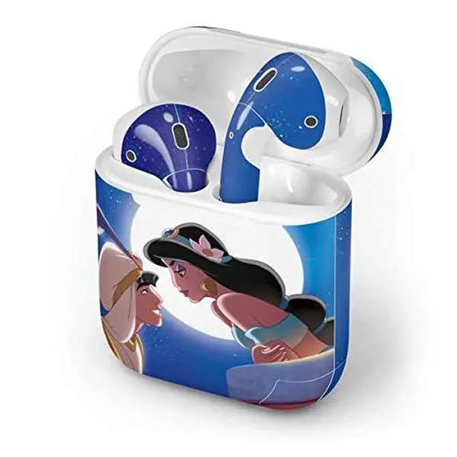 Alt view image 4 of 4 - Decal Audio Skin Compatible with Apple AirPods - Officially Licensed Disney Aladdin and Princess Jasmine Kiss Design