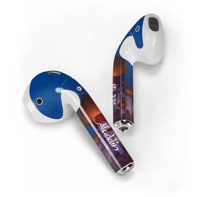 Alt view image 2 of 4 - Decal Audio Skin Compatible with Apple AirPods - Officially Licensed Disney Aladdin and Jasmine Magic Carpet Design