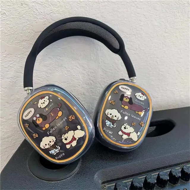 Alt view image 2 of 6 - Cute Case Compatible with AirPods Max, Clear Soft TPU Cartoon Puppy Cases for Women Girls Accessories Anti-Scratch Protective Cover for AirPods Max