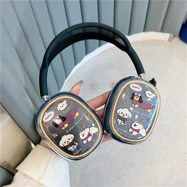 Alt view image 3 of 6 - Cute Case Compatible with AirPods Max, Clear Soft TPU Cartoon Puppy Cases for Women Girls Accessories Anti-Scratch Protective Cover for AirPods Max