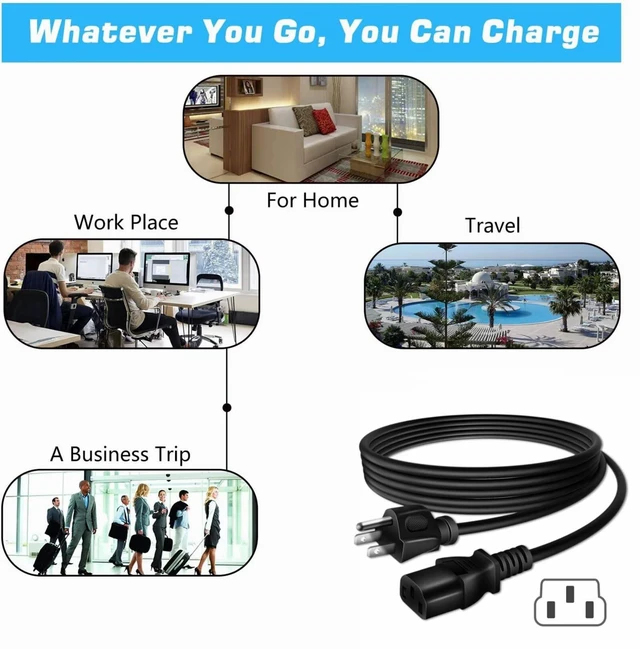 Alt view image 5 of 5 - UL 6ft AC Power Cable Compatible With EF EcoFlow Portable Power Station River 2 Max Mini Pro Plus Delta 1000 EFD300 1600 288Wh 360Wh 512W 576Wh 720Wh 882Wh 1008Wh 1260Wh 1612Wh 2016Wh 3600Wh