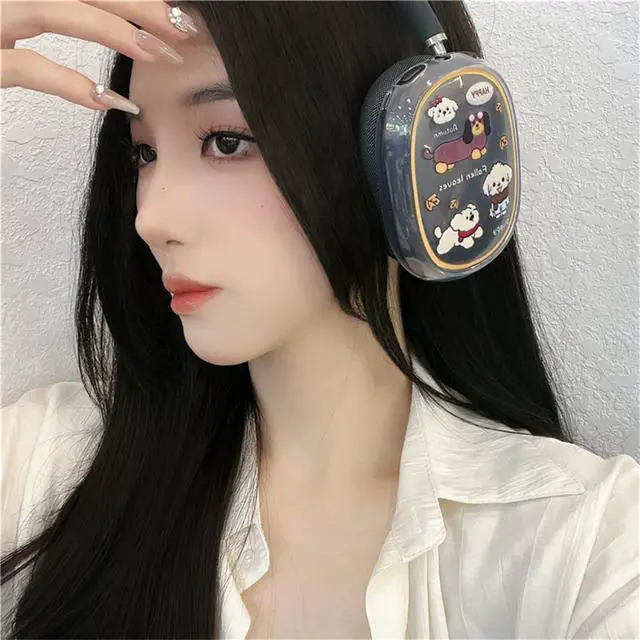 Alt view image 5 of 6 - Cute Case Compatible with AirPods Max, Clear Soft TPU Cartoon Puppy Cases for Women Girls Accessories Anti-Scratch Protective Cover for AirPods Max