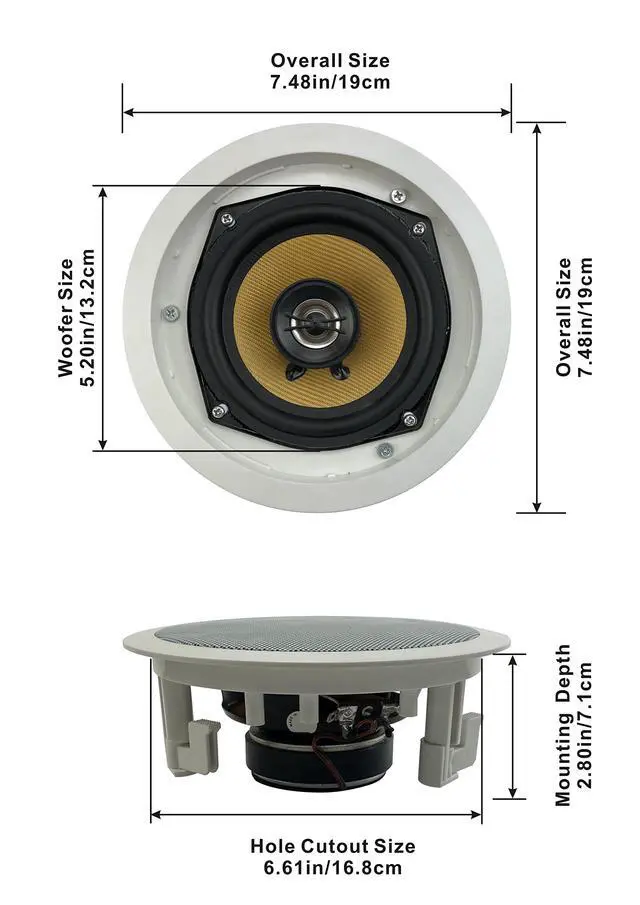 Alt view image 2 of 4 - Acoustic Audio HD-5 in Ceiling Speakers Home Theater Surround Sound 5 Speaker Set