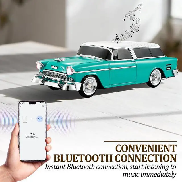 Alt view image 2 of 6 - Retro car-shaped Bluetooth speaker, high-definition sound quality, TWS pairing, multiple interface outputs, truck model Bluetooth speaker, suitable for desktop decoration, parties, beach (GREEN)