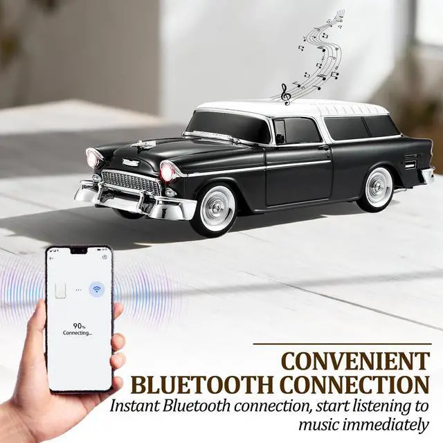 Alt view image 2 of 6 - Retro car-shaped Bluetooth speaker, high-definition sound quality, TWS pairing, multiple interface outputs, truck model Bluetooth speaker, suitable for desktop decoration, parties, beach (BLACK)