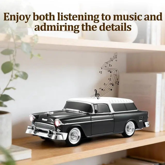 Alt view image 6 of 6 - Retro car-shaped Bluetooth speaker, high-definition sound quality, TWS pairing, multiple interface outputs, truck model Bluetooth speaker, suitable for desktop decoration, parties, beach (BLACK)
