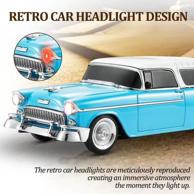 Alt view image 5 of 6 - Retro car-Shaped Bluetooth Speaker, high-Definition Sound Quality, TWS Pairing, Multiple Interface outputs, Truck Model Bluetooth Speaker, Suitable for Desktop Decoration, Parties, Beach (Blue)