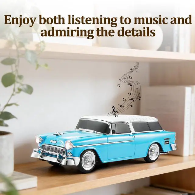 Alt view image 6 of 6 - Retro car-Shaped Bluetooth Speaker, high-Definition Sound Quality, TWS Pairing, Multiple Interface outputs, Truck Model Bluetooth Speaker, Suitable for Desktop Decoration, Parties, Beach (Blue)