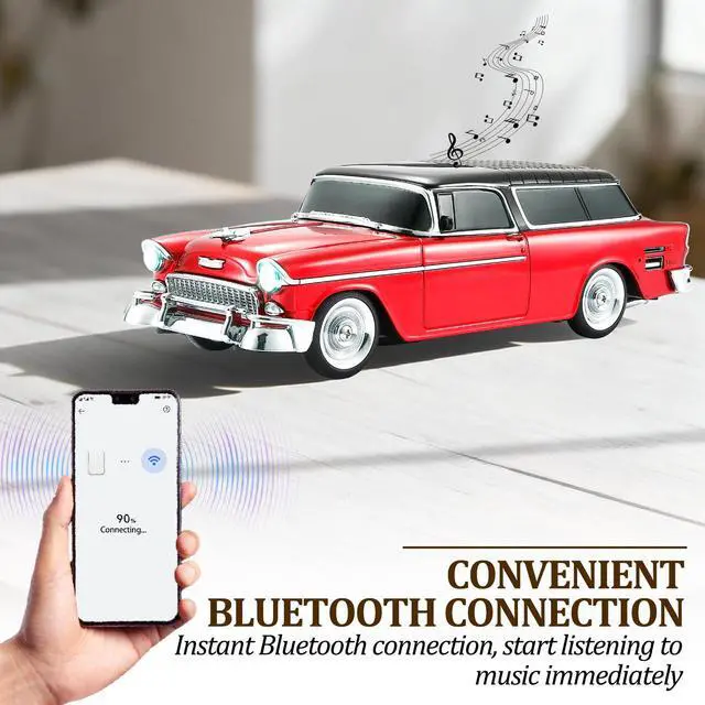 Alt view image 2 of 6 - Retro car-Shaped Bluetooth Speaker, high-Definition Sound Quality, TWS Pairing, Multiple Interface outputs, Truck Model Bluetooth Speaker, Suitable for Desktop Decoration, Parties, Beach (RED)