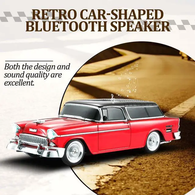 Alt view image 4 of 6 - Retro car-Shaped Bluetooth Speaker, high-Definition Sound Quality, TWS Pairing, Multiple Interface outputs, Truck Model Bluetooth Speaker, Suitable for Desktop Decoration, Parties, Beach (RED)