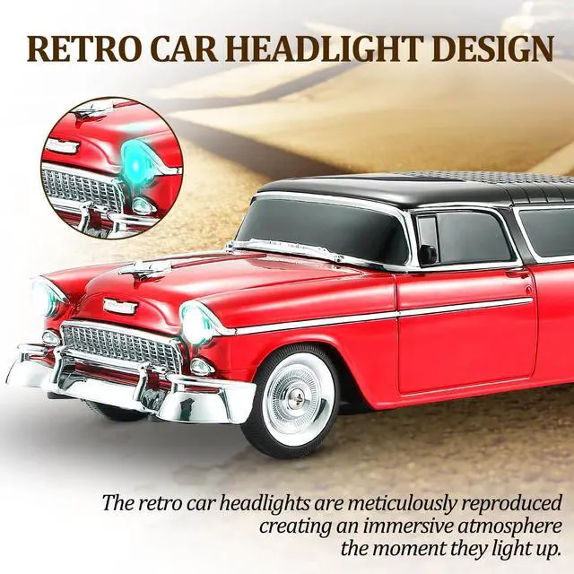 Alt view image 5 of 6 - Retro car-Shaped Bluetooth Speaker, high-Definition Sound Quality, TWS Pairing, Multiple Interface outputs, Truck Model Bluetooth Speaker, Suitable for Desktop Decoration, Parties, Beach (RED)
