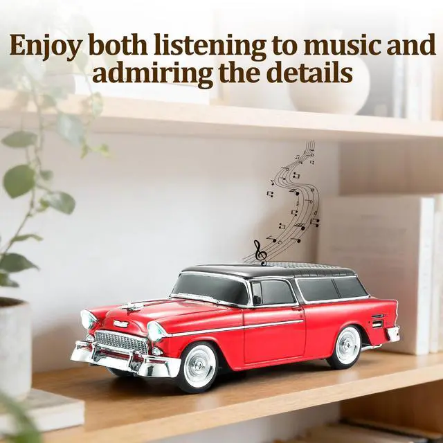 Alt view image 6 of 6 - Retro car-Shaped Bluetooth Speaker, high-Definition Sound Quality, TWS Pairing, Multiple Interface outputs, Truck Model Bluetooth Speaker, Suitable for Desktop Decoration, Parties, Beach (RED)