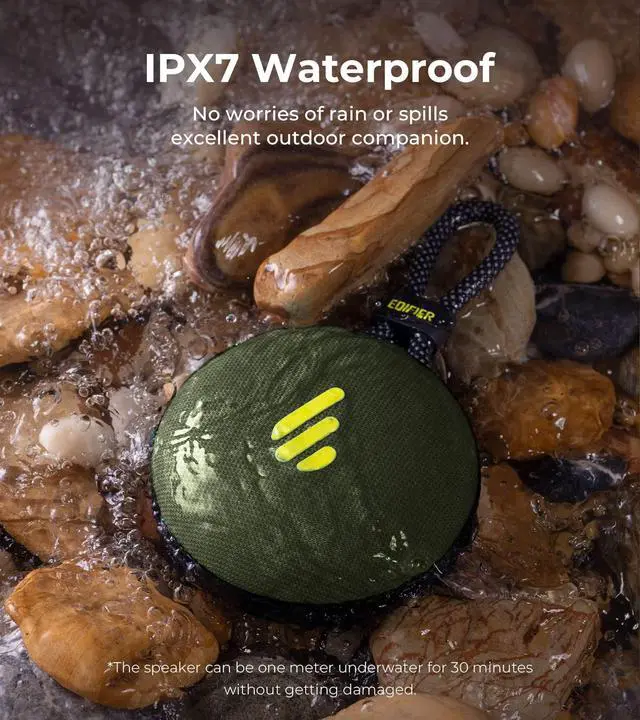 Alt view image 4 of 6 - MP100 Plus Portable Bluetooth Speaker, Lightweight Travel Speakers with IPX7 Waterproof, Smart 5.3, Clear Microphone, USB-C, Wireless Loudspeaker for Outdoor Party Beach Camping - Forest Green