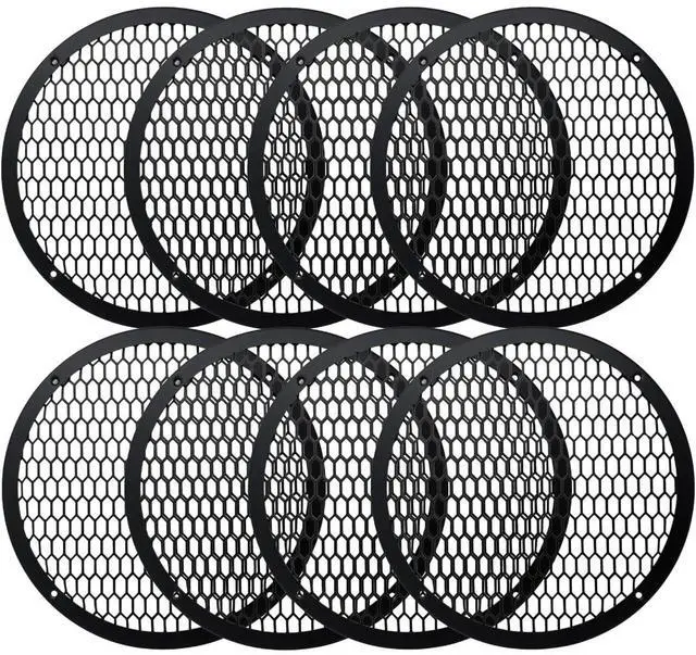 Main image of BassRockers 10" Metal Speaker Grill Cover HeavyDuty Hex Mesh Protective Grille Guard for 10" Subwoofer/Speakers, Universal Fit, Black,4 Hole Screw/Bolt Mount Car Audio Doors,Pods,Custom Boxes (8 Pack)