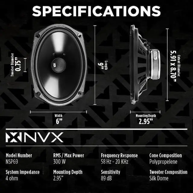 Alt view image 5 of 7 - 6x9 Rear Side Panel Speaker Upgrade Kit for Pontiac Firebird 1982-1992 | A Pair of 6x9 inch Rear 2-Way Coaxial Car Speaker Replacement Package with harness