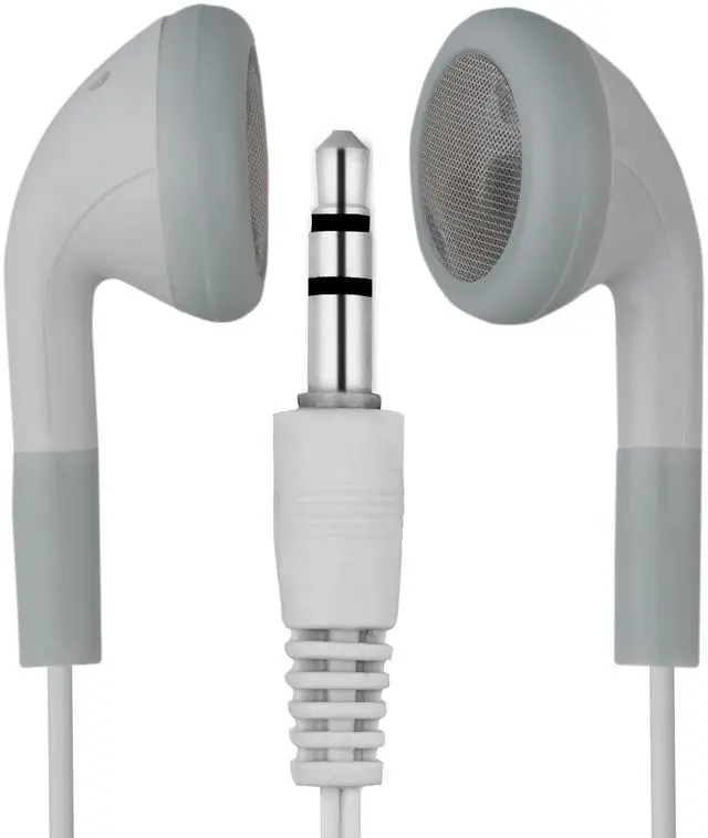 Main image of 25 Pack of White/Gray Earbuds Headphones - Individually Bagged - Great for Schools/Museums/Wholesale