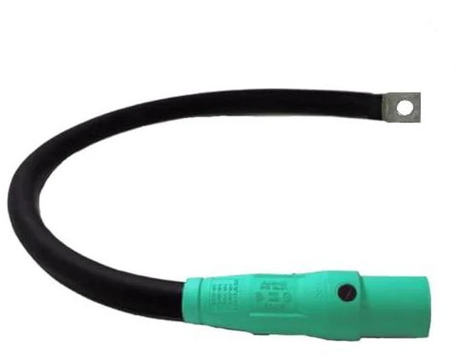 Main image of Type W Male to Lug Pigs Tails, Event Temporary Power Cable, 400 Amps, NEMA 3R Series 16 CAM Type, Length: 3', Boot Color: Green