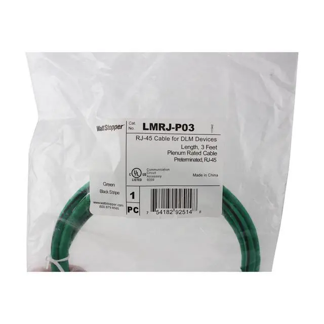 Alt view image 2 of 2 - LMRJ-P03 RJ-45 Cable LMRK Series Pre-Terminated Cable and Segment Network Wire Cable, 3-Feet Green