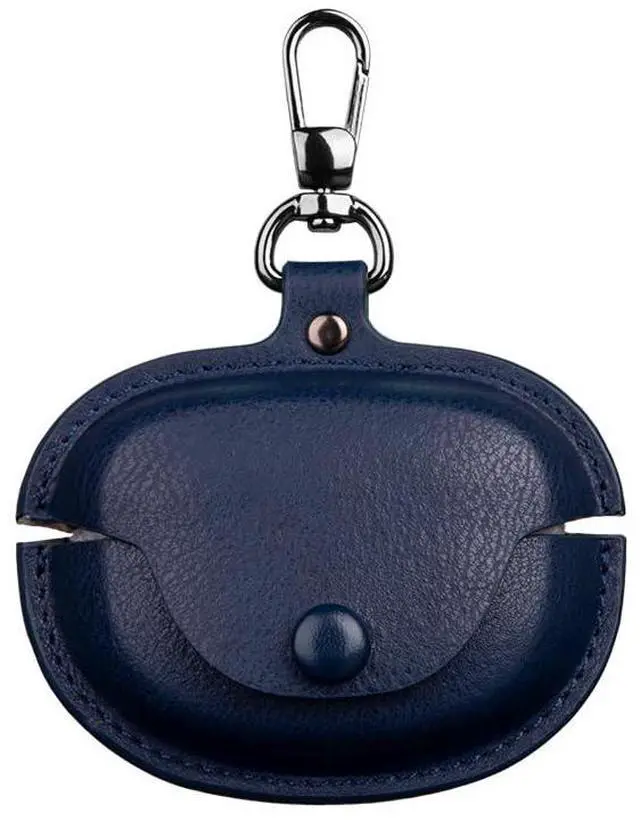Main image of Fashion Premium Leather Shockproof Cover Accessories Case for Bose Ultra Open Earbuds with Keychain for Women Men-Navy Blue