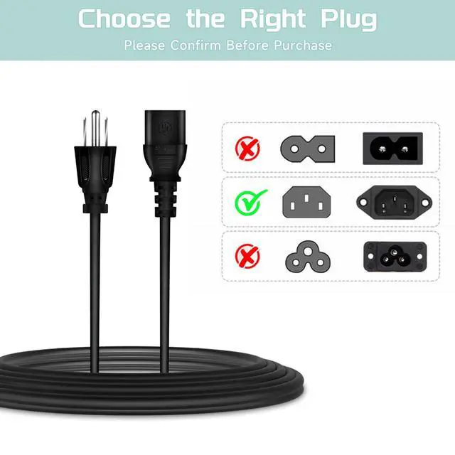 Alt view image 2 of 5 - 6ft UL AC Power Cord Cable Replacement for Insignia NS-LTDVD19-09 NS-LTDVD1909 19 LCD TV PSU