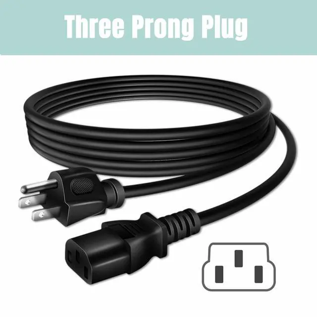 Alt view image 3 of 5 - 6ft UL AC Power Cord Cable Replacement for Insignia NS-LTDVD19-09 NS-LTDVD1909 19 LCD TV PSU