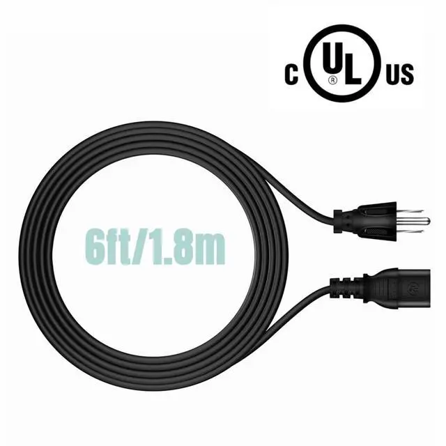 Alt view image 5 of 5 - 6ft UL AC Power Cord Cable Replacement for Insignia NS-LTDVD19-09 NS-LTDVD1909 19 LCD TV PSU