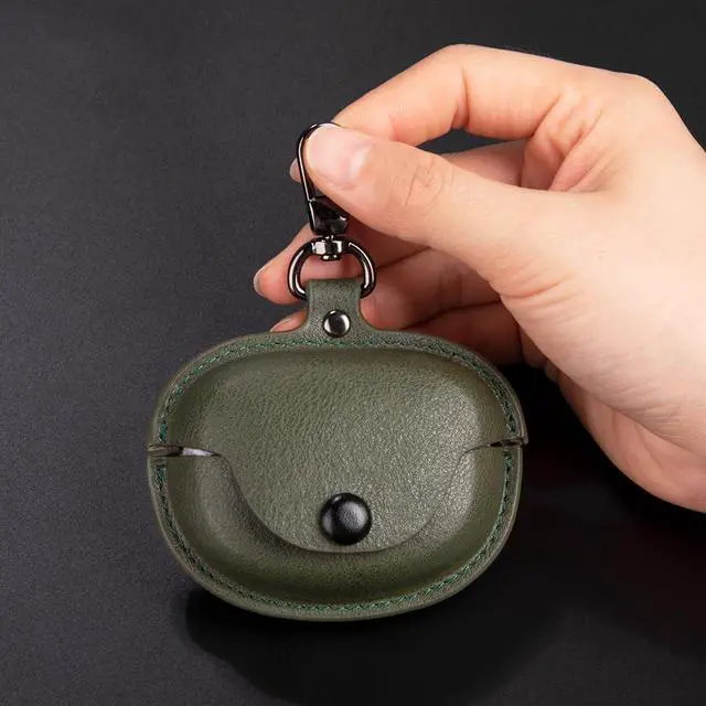 Alt view image 4 of 7 - Fashion Premium Leather Shockproof Cover Accessories Case for Bose Ultra Open Earbuds with Keychain for Women Men-Dark Green