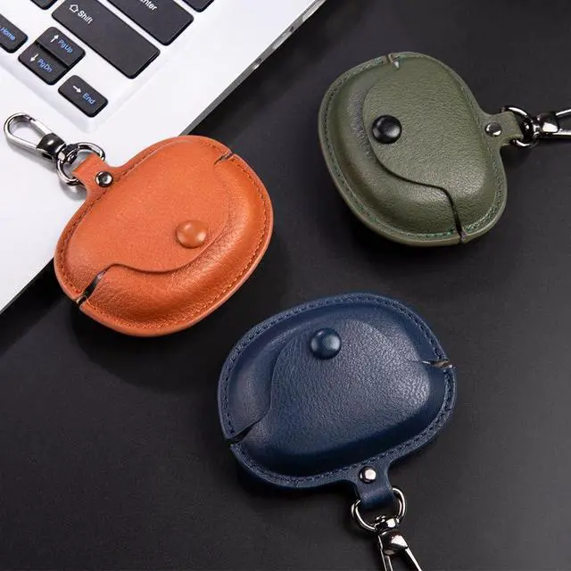 Alt view image 7 of 7 - Fashion Premium Leather Shockproof Cover Accessories Case for Bose Ultra Open Earbuds with Keychain for Women Men-Dark Green