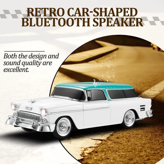 Alt view image 4 of 6 - Retro car-shaped Bluetooth speaker, high-definition sound quality, TWS pairing, multiple interface outputs, truck model Bluetooth speaker, suitable for desktop decoration, parties, beach (WHITE)