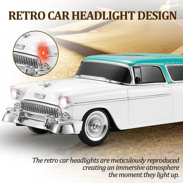 Alt view image 5 of 6 - Retro car-shaped Bluetooth speaker, high-definition sound quality, TWS pairing, multiple interface outputs, truck model Bluetooth speaker, suitable for desktop decoration, parties, beach (WHITE)