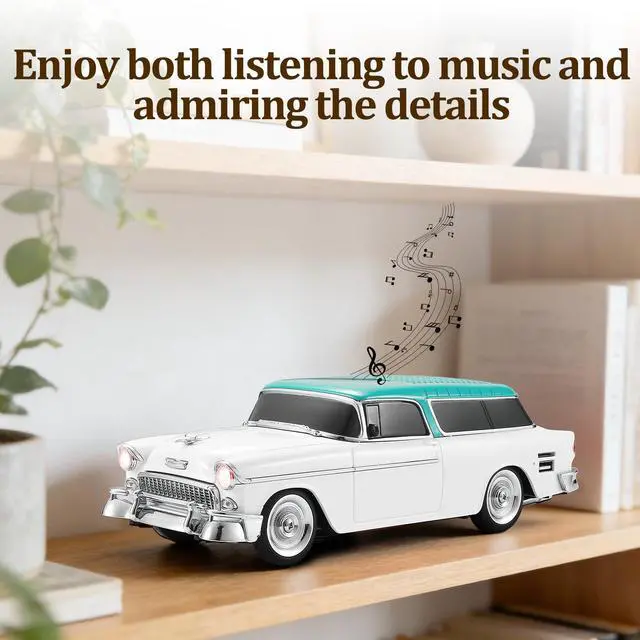 Alt view image 6 of 6 - Retro car-shaped Bluetooth speaker, high-definition sound quality, TWS pairing, multiple interface outputs, truck model Bluetooth speaker, suitable for desktop decoration, parties, beach (WHITE)