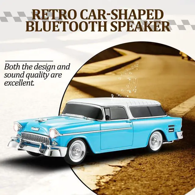 Alt view image 4 of 6 - Retro car-Shaped Bluetooth Speaker, high-Definition Sound Quality, TWS Pairing, Multiple Interface outputs, Truck Model Bluetooth Speaker, Suitable for Desktop Decoration, Parties, Beach (Blue)