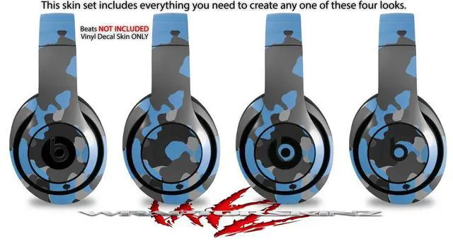Alt view image 2 of 4 - Skin Decal Wrap Compatible with Beats Studio 2 and 3 Wired and Wirelesss WraptorCamo Old School Camouflage Camo Blue Medium Skin Only Headphones NOT Included
