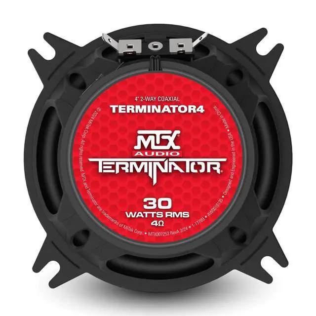Alt view image 5 of 5 - Audio TERMINATOR4 4" 2-Way 30-Watt RMS 4 Coaxial Speakers