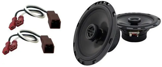 Main image of 6.5" Speakers and Harness Fits Nissan Hardbody 1995-1997 | Direct factory replacement pair, grills included, plug-in wiring hookup, easy bolt-in pickup upgrade install, 6.5 inch size