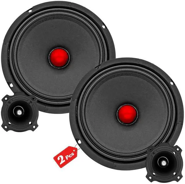 Main image of Bundle Car Speakers 2X Midrange Loudspeaker 6.5" 360W & 2X Aluminum Super Bullet Tweeter 3.5" 180W w Built in Crossover 4Ohm Component Door Speakers for Car Truck