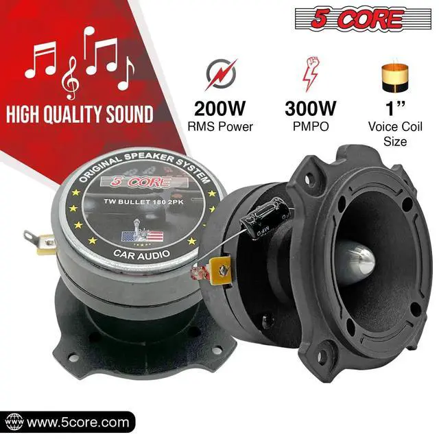 Alt view image 3 of 7 - Bundle Car Speakers 2X Midrange Loudspeaker 6.5" 360W & 2X Aluminum Super Bullet Tweeter 3.5" 180W w Built in Crossover 4Ohm Component Door Speakers for Car Truck