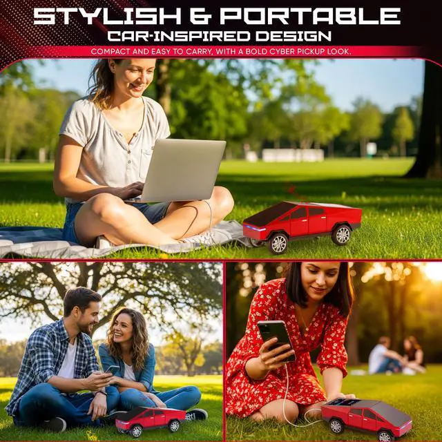 Alt view image 5 of 7 - Unique CYBERTRUCK ShapeFuturistic Pickup Truck Outlook, Glossy red Finish as Decor & Speaker. Bluetooth 5.0 Stereo SoundStable Pairing, Rich bass Stereo Audio for Daily Music