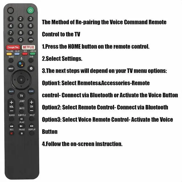 Alt view image 4 of 4 - Replacement TV Remote Control Controller for Sony KD-75X750H KD-55X750H KD-65X750H 4K Ultra HD Smart TV