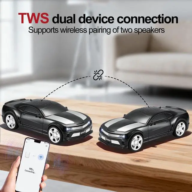 Alt view image 2 of 6 - Classic Sports Car Model Bluetooth Speaker, Portable Wireless Outdoor Speaker with HD Sound, TWS Pairing, Truck Bluetooth Speaker, Parties & Home Audio (Black)