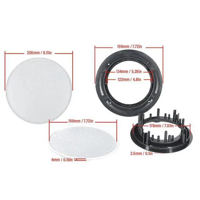Alt view image 2 of 7 - 2 Set Magnetic Speaker Grille Cover Ceiling Speaker Grill Metal Mesh Round Speaker Grill Cover with Protective Case, Outer Diameter 206mm, for Supermarket, Speaker Grills