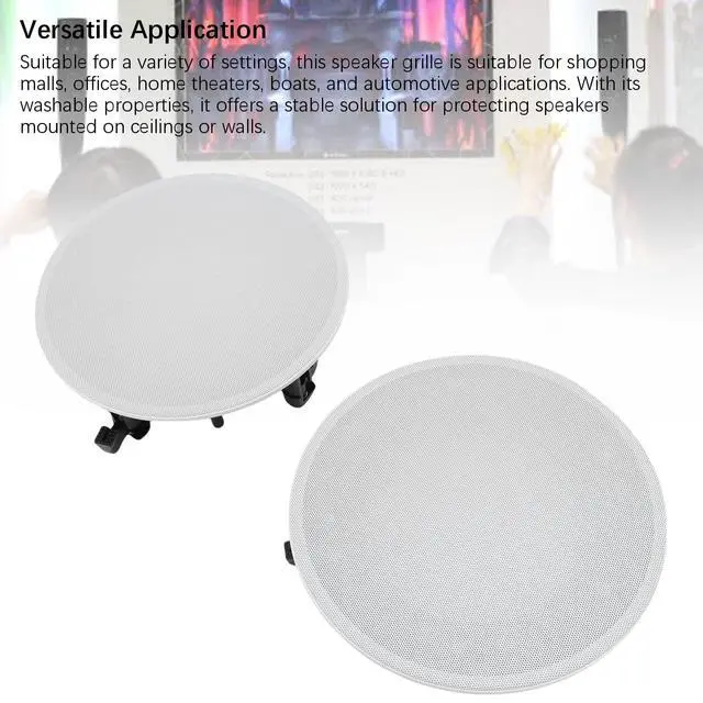 Alt view image 4 of 7 - 2 Set Magnetic Speaker Grille Cover Ceiling Speaker Grill Metal Mesh Round Speaker Grill Cover with Protective Case, Outer Diameter 206mm, for Supermarket, Speaker Grills