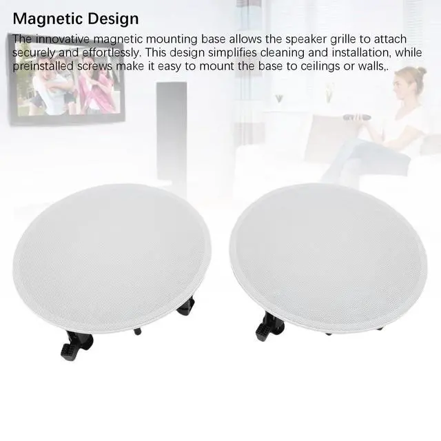 Alt view image 7 of 7 - 2 Set Magnetic Speaker Grille Cover Ceiling Speaker Grill Metal Mesh Round Speaker Grill Cover with Protective Case, Outer Diameter 206mm, for Supermarket, Speaker Grills