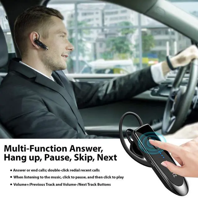 Alt view image 3 of 7 - Bluetooth 5.3 Headset Compatible with Samsung Galaxy S22+ 5G Wireless Earpiece, IPX5 Waterproof, Dual Microphones, Noise Reduction, 60 Days Standby + 22Hrs HD Talk Time!