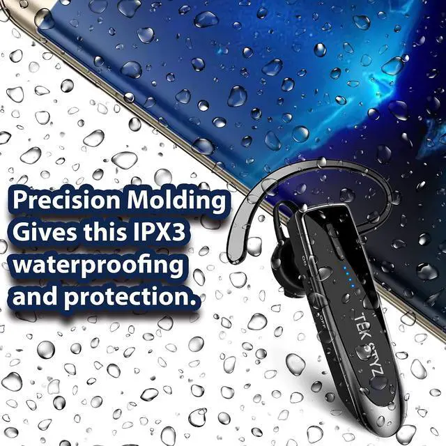 Alt view image 4 of 7 - Bluetooth 5.3 Headset Compatible with Samsung Galaxy S22+ 5G Wireless Earpiece, IPX5 Waterproof, Dual Microphones, Noise Reduction, 60 Days Standby + 22Hrs HD Talk Time!
