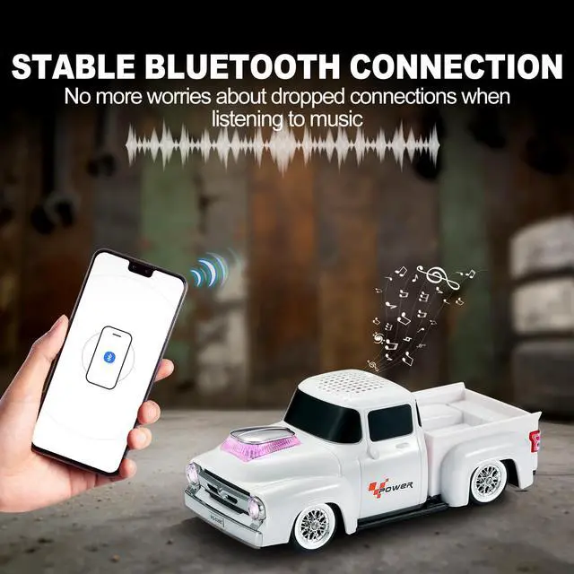 Alt view image 2 of 6 - Vintage Pickup Truck Bluetooth Speaker, Retro Truck Model with HD Sound, Built-in Mic, LED Party Lights, TWS Dual Pairing, Multi-Interface Output, Portable Outdoor Speaker for Parties & Beach (WHITE)