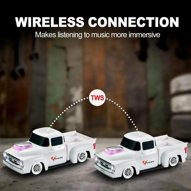 Alt view image 3 of 6 - Vintage Pickup Truck Bluetooth Speaker, Retro Truck Model with HD Sound, Built-in Mic, LED Party Lights, TWS Dual Pairing, Multi-Interface Output, Portable Outdoor Speaker for Parties & Beach (WHITE)