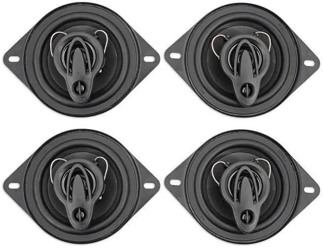 Main image of RV35.3A 3.5" 3-Way CEA-Rated Car Speakers, 4 Ohm, 4-Pack | 200W Peak / 60W RMS, Polypropylene Cone, PEI Dome Tweeter, Super Tweeter, OFC Voice Coil, 70Hz-20kHz