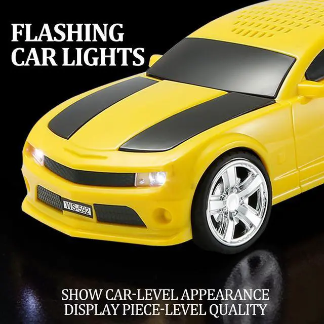 Alt view image 4 of 6 - Classic Sports Car Model Bluetooth Speaker, Portable Wireless Outdoor Speaker with HD Sound, TWS Pairing, Truck Bluetooth Speaker, Parties & Home Audio (Yellow)