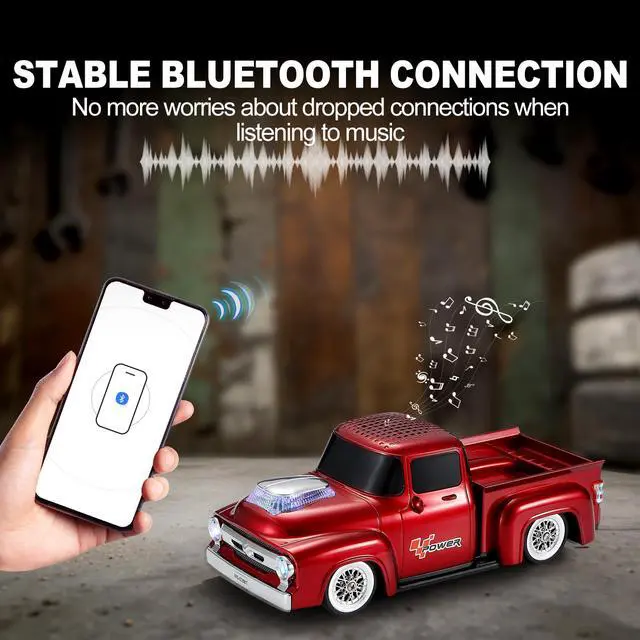 Alt view image 2 of 6 - Vintage Pickup Truck Bluetooth Speaker, Retro Truck Model with HD Sound, Built-in Mic, LED Party Lights, TWS Dual Pairing, Multi-Interface Output, Portable Outdoor Speaker for Parties & Beach (RED)